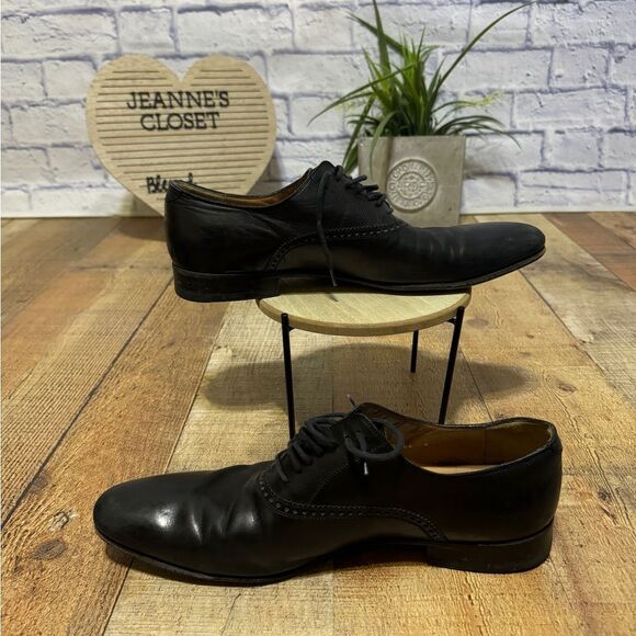 GUCCI 'Brogue' Men’s Sz 8 Black Leather Plain Toe Oxfords Italian Shoes - Picture 5 of 15